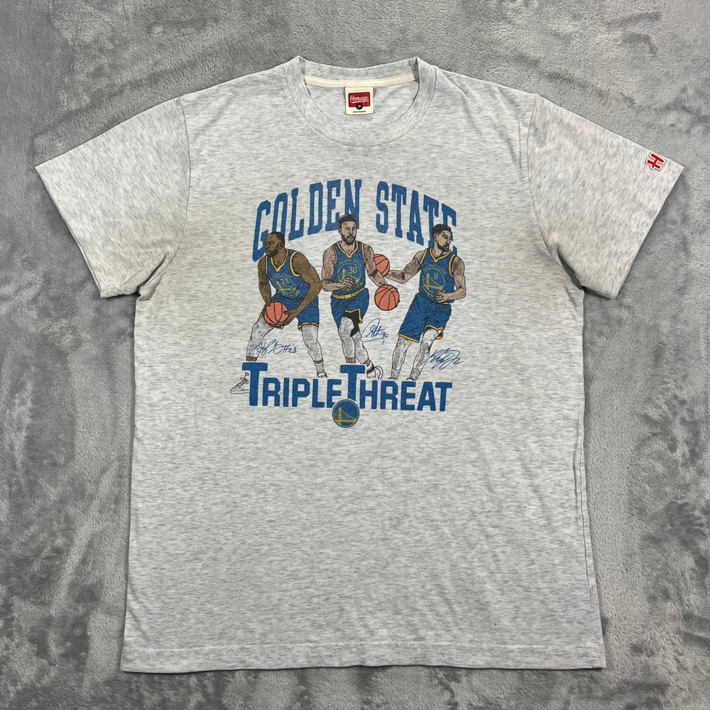 Golden State Warriors Triple Threat T Shirt Mens Size M Gray Graphic Tee Homage